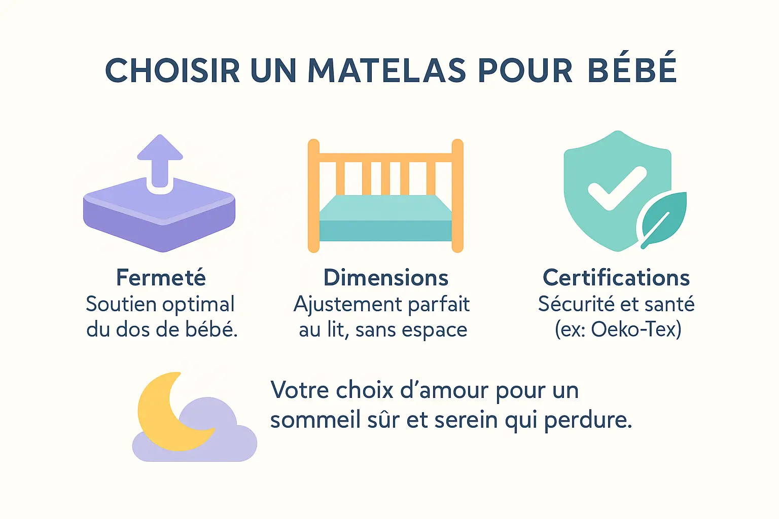 Illustration d'un bébé dormant dans un lit avec un matelas adapté