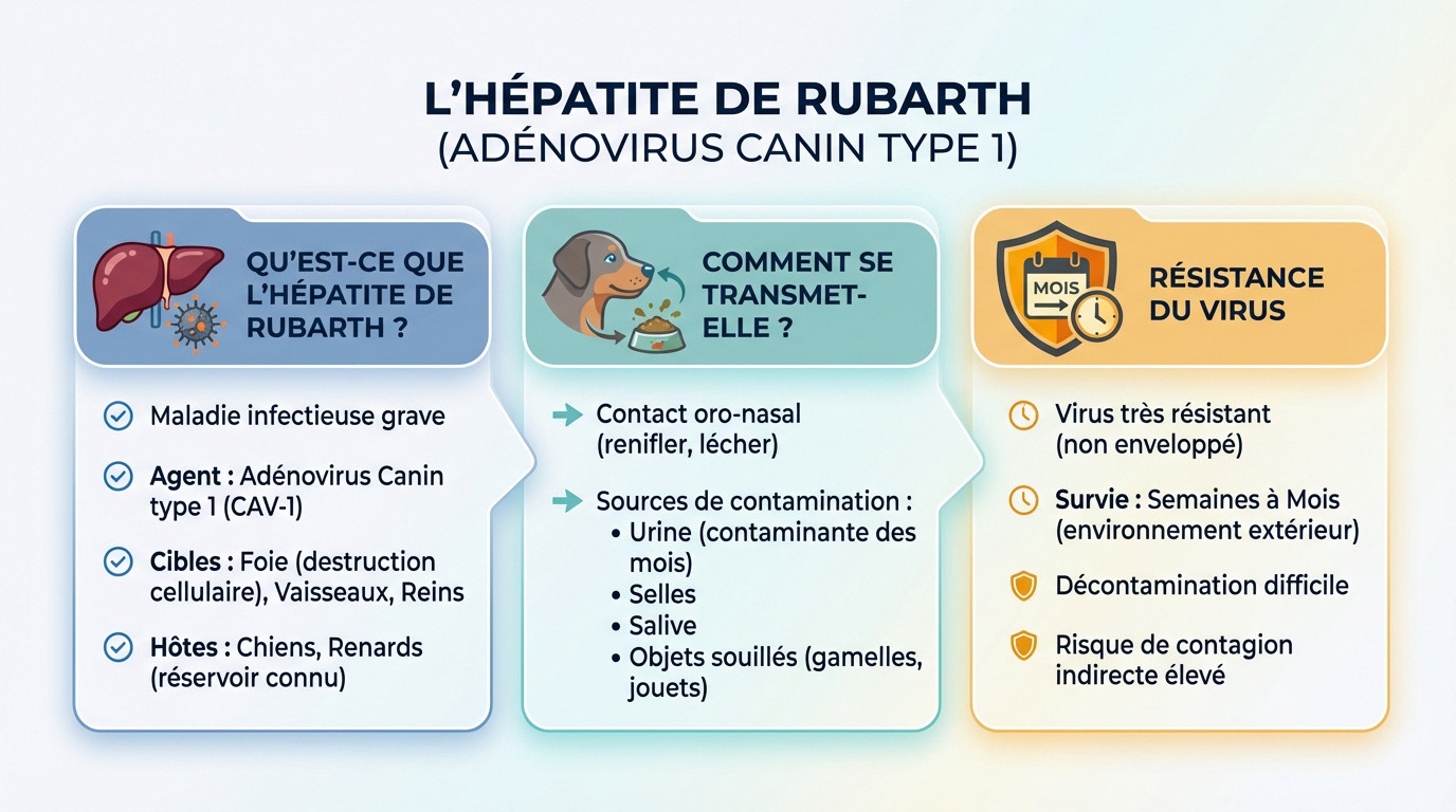 Chien malade atteint de l'hépatite de Rubarth causée par l'adénovirus canin