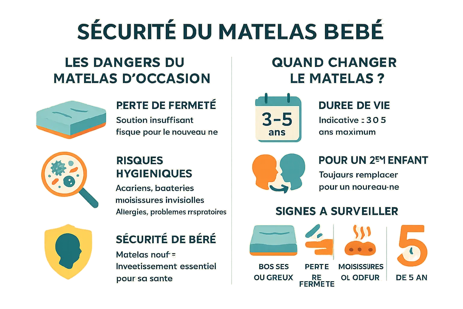 Matelas bébé - Risques hygiène et sécurité