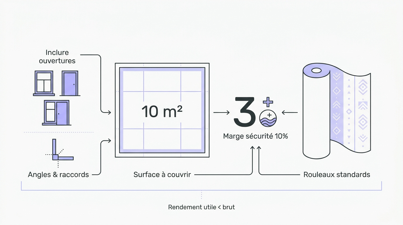 Calcul du nombre de rouleaux de papier peint pour 10m2