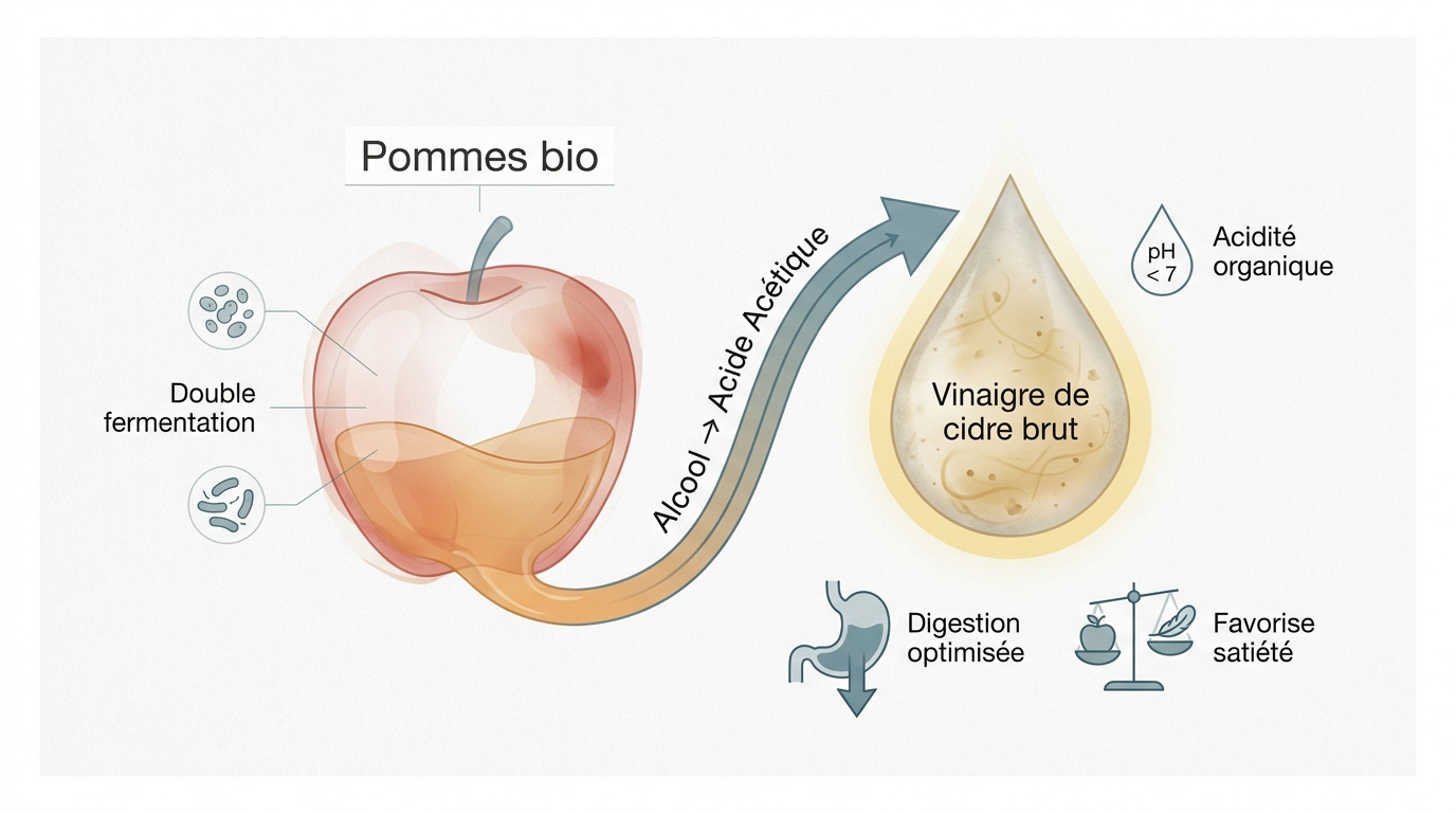 Processus de fermentation naturelle du vinaigre de cidre de pomme