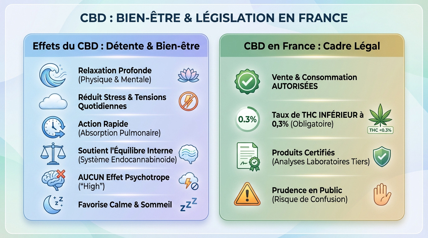 Analyse des effets relaxants et du cadre légal des cigarettes CBD en France