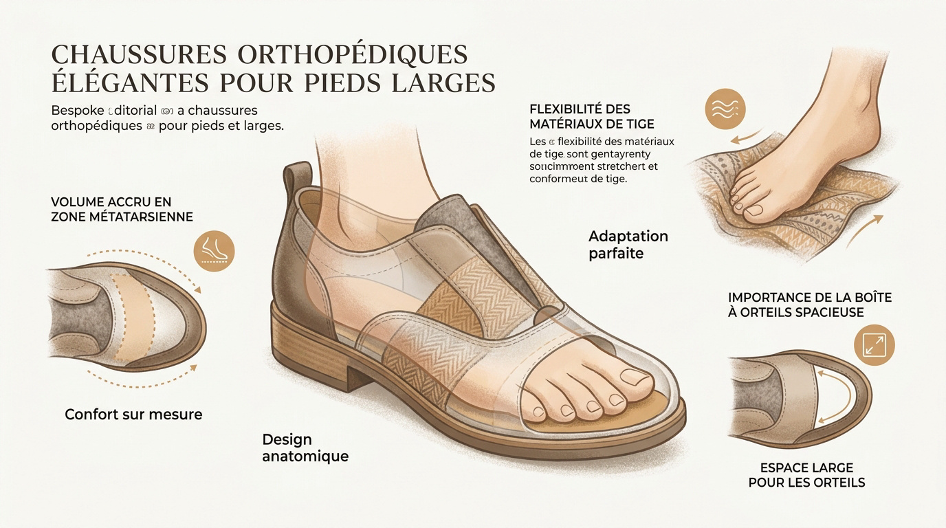 Chaussures orthopédiques élégantes et modernes pour femme aux pieds larges