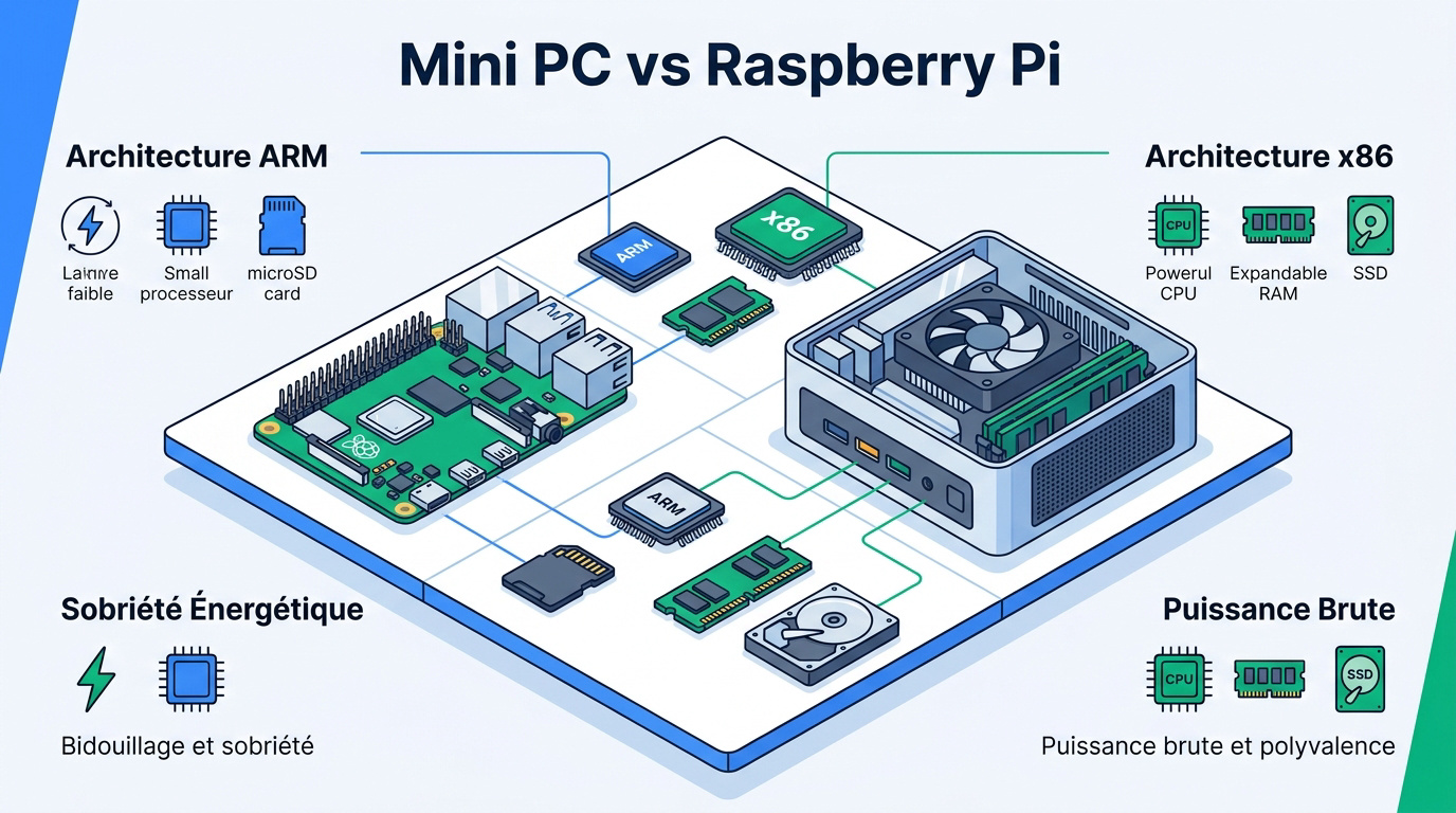 Comparaison architecture Raspberry Pi vs Mini-PC