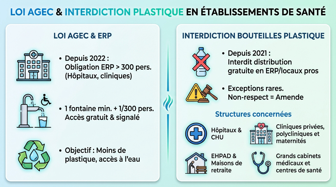 Fontaine &agrave; eau &eacute;tablissement de sant&eacute; et obligations loi AGEC