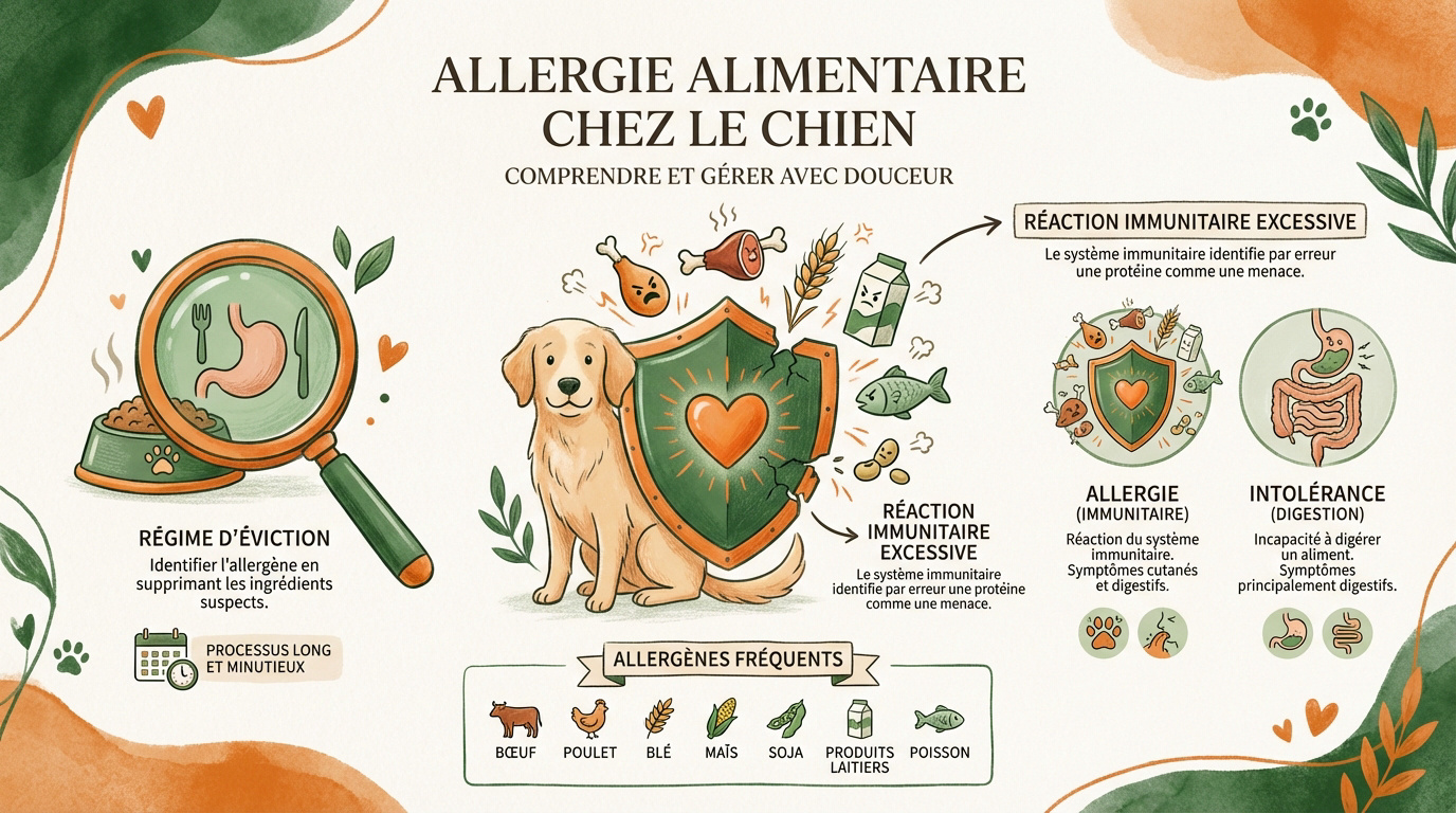 Chien souffrant de démangeaisons cutanées dues à une allergie alimentaire