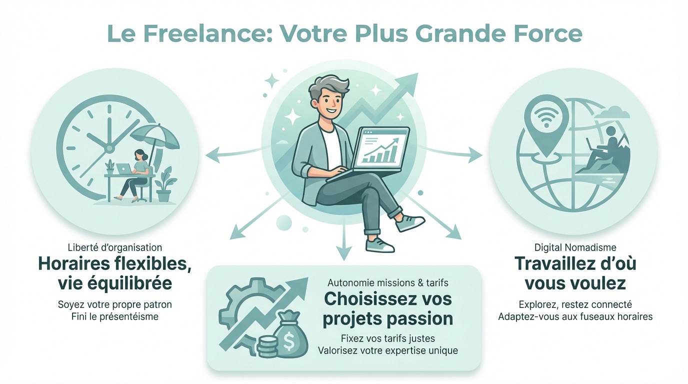 Un freelance travaillant avec flexibilité sur son ordinateur