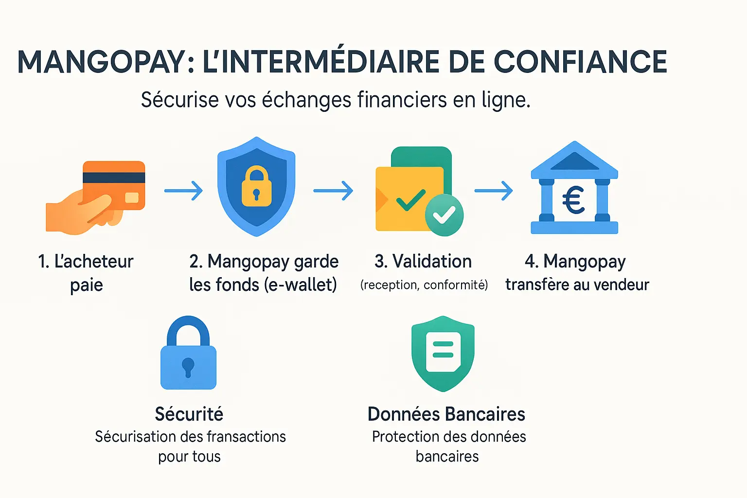 Illustration du rôle de Mangopay en tant qu'intermédiaire de confiance