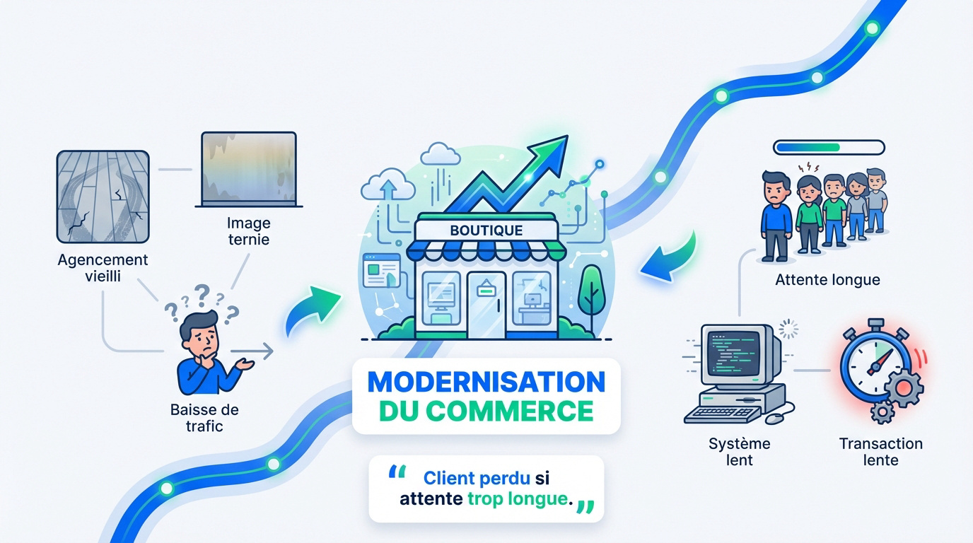 Parcours client modernisé dans un commerce à La Réunion