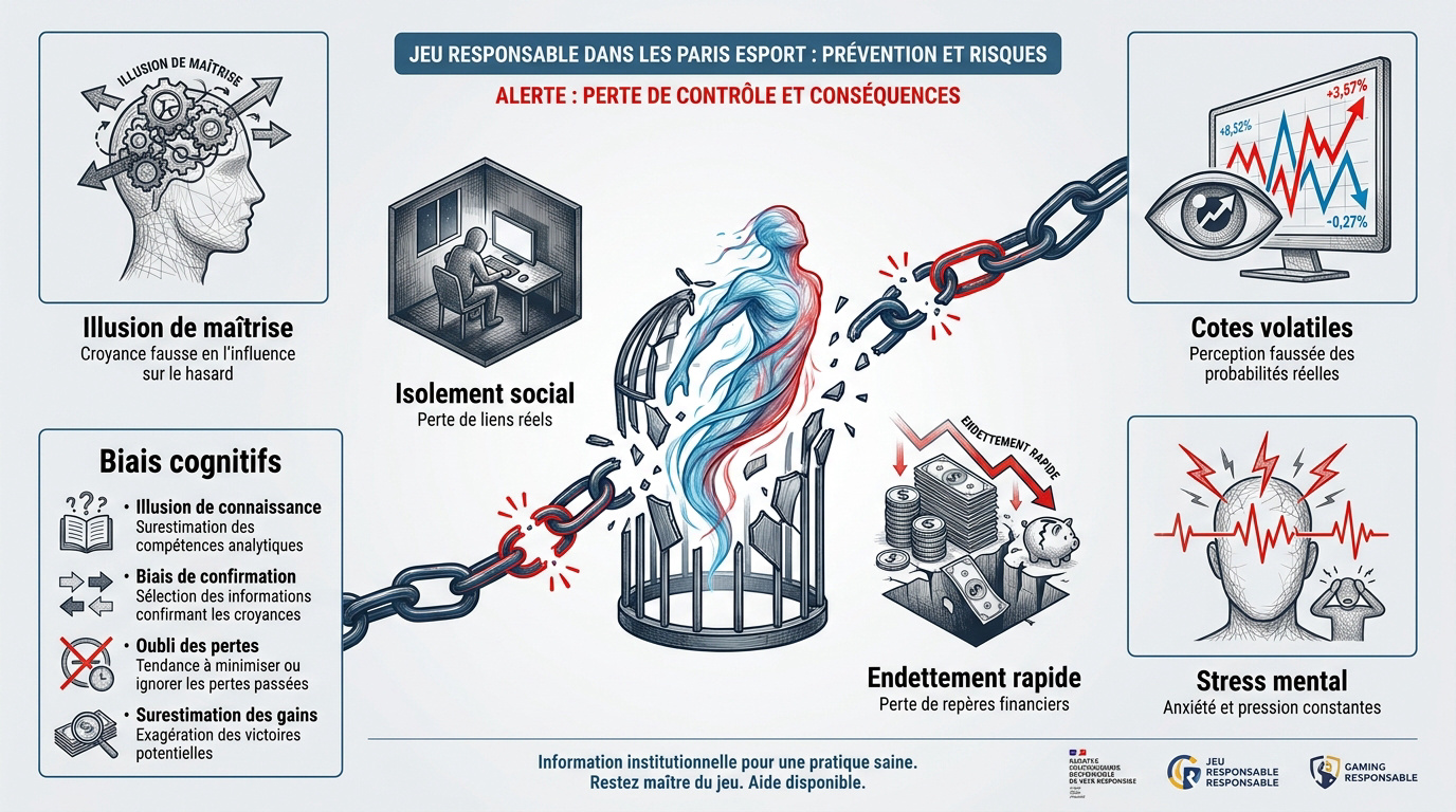Illustration des risques liés aux paris esport et importance du jeu responsable