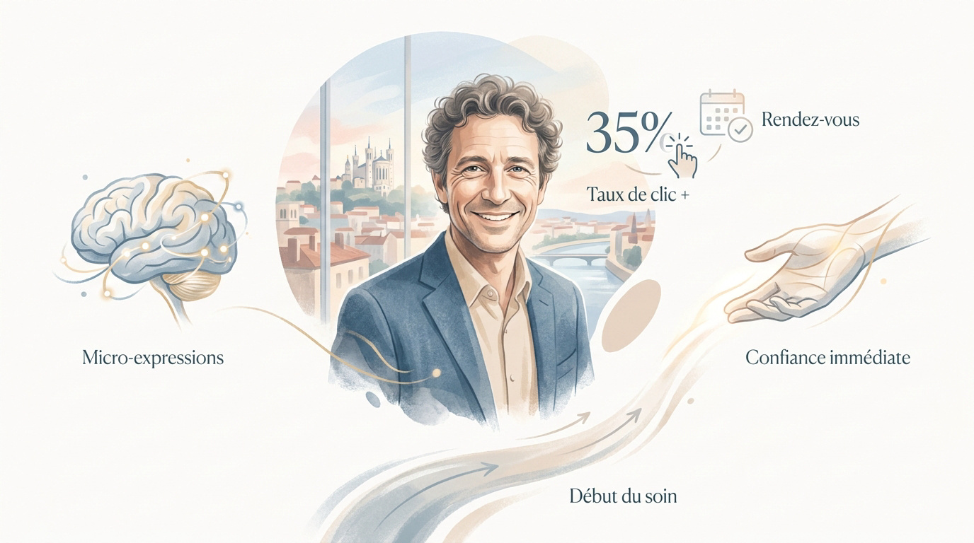 Portrait professionnel d'un psychologue à Lyon inspirant la bienveillance