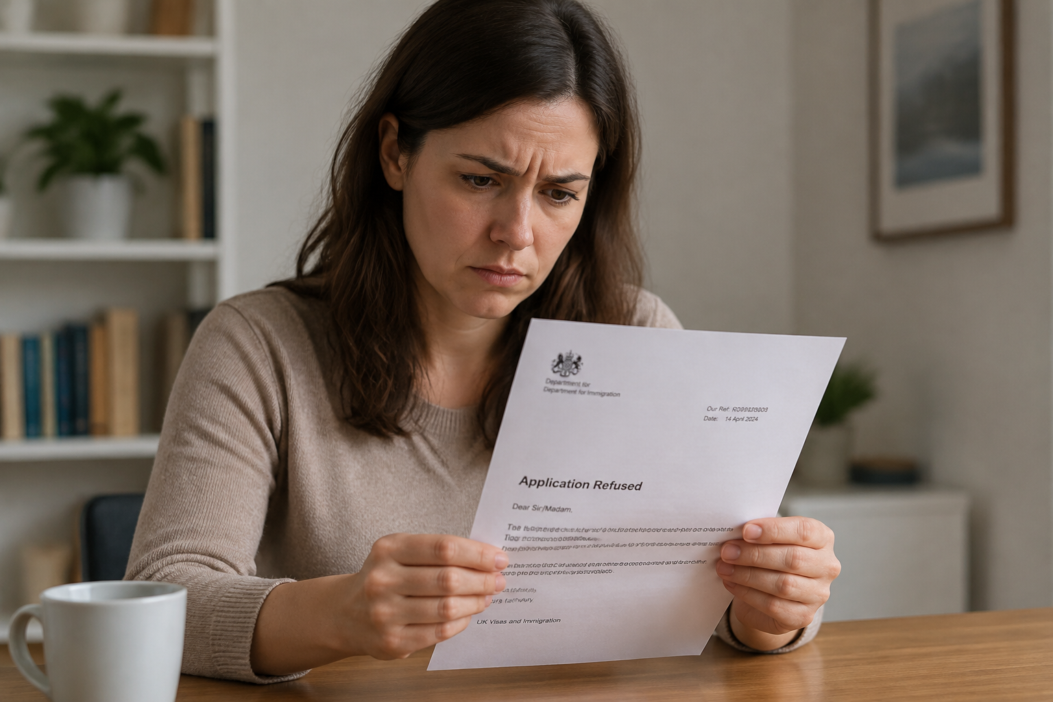 Personne lisant une lettre de refus officielle
