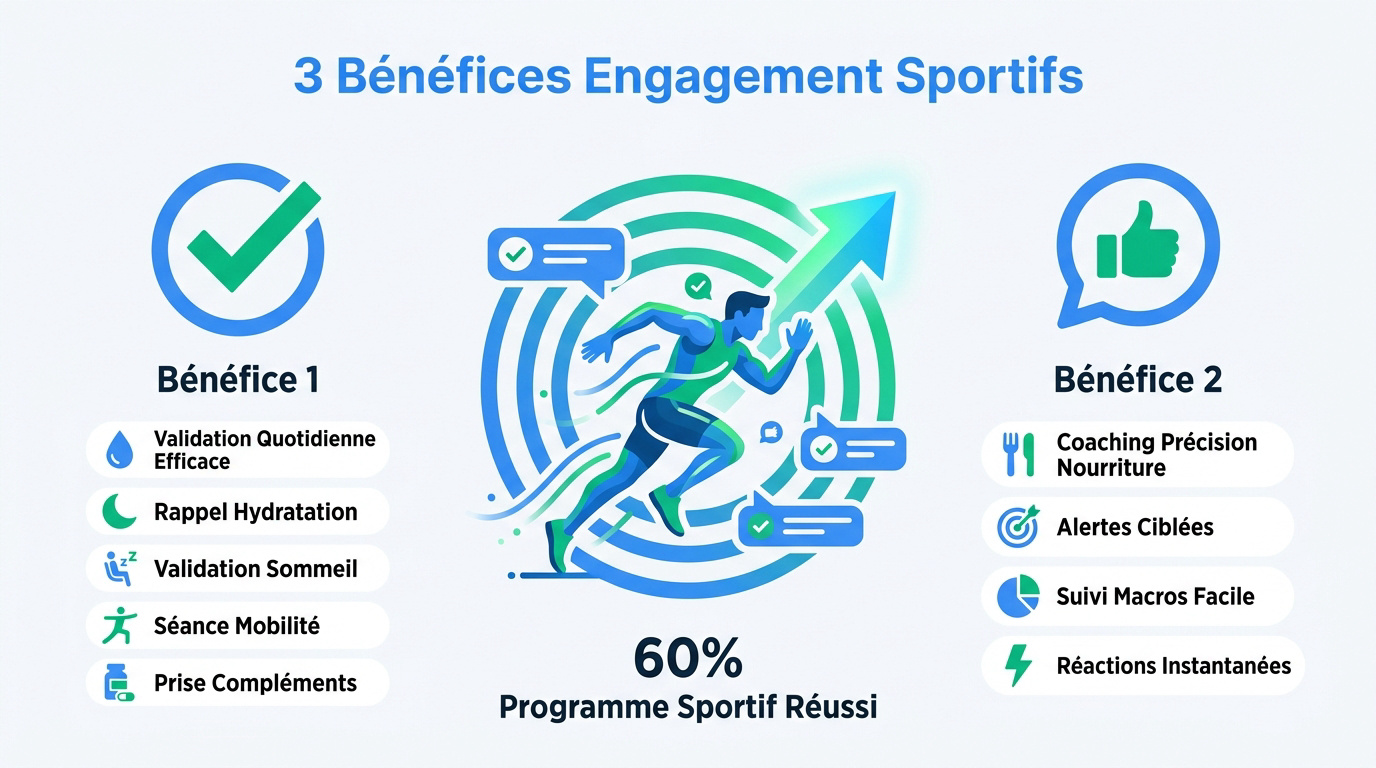 Infographie présentant les avantages des notifications push pour le suivi des sportifs et l'engagement des élèves