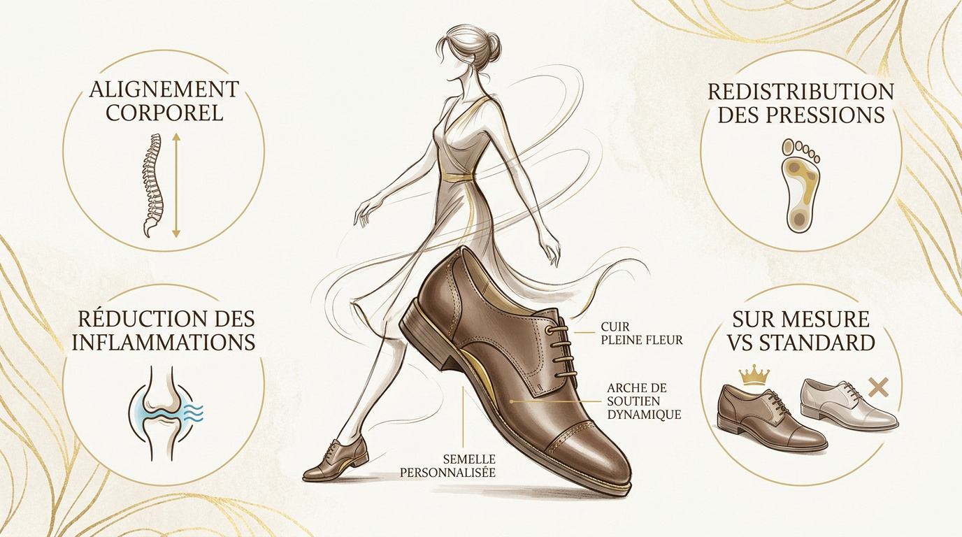 Paire de chaussures orthopédiques sur mesure pour femme alliant confort et esthétisme