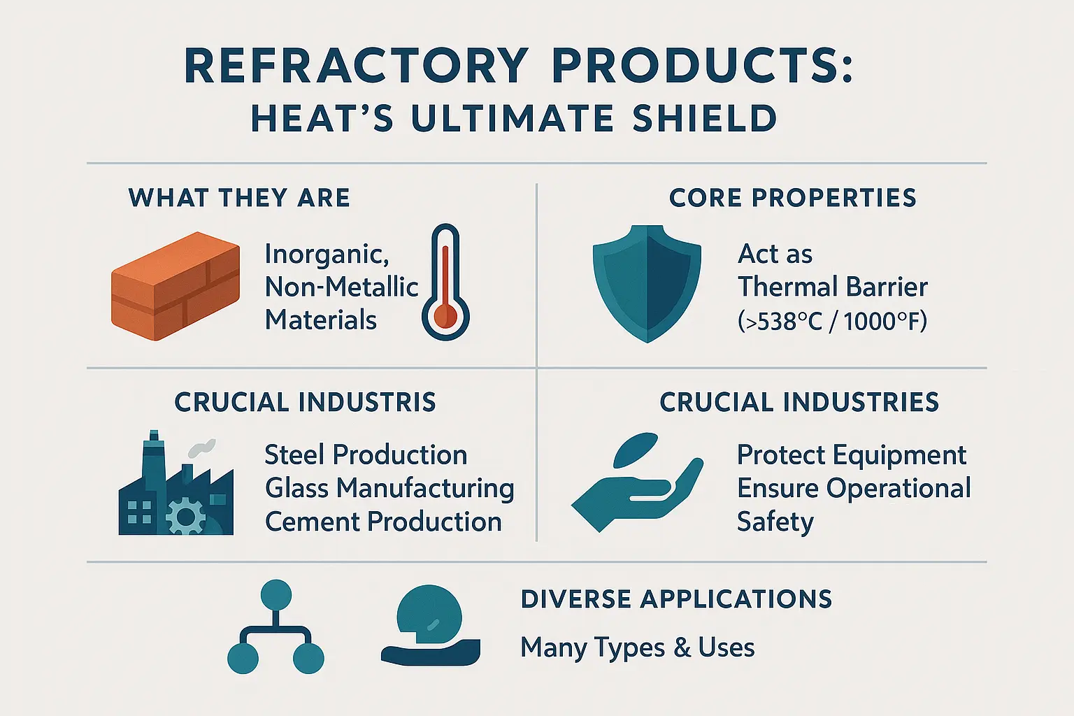 Refractory products protecting industrial environments from extreme heat