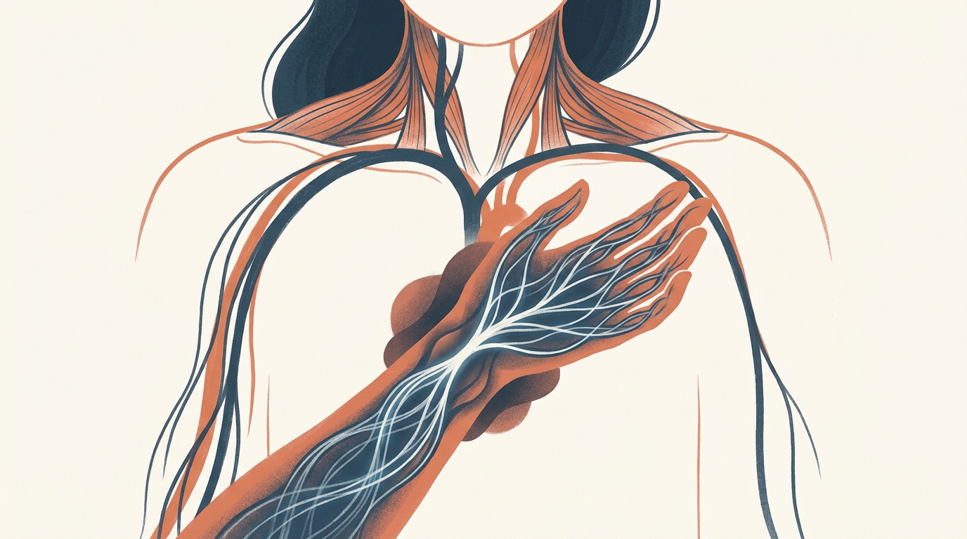 Schéma des connexions entre stress et compression du nerf médian