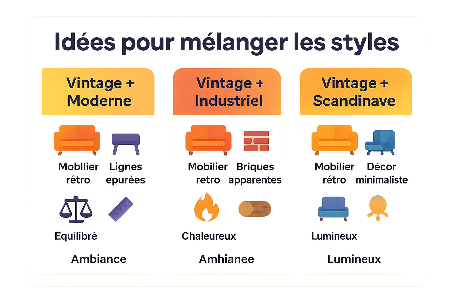 Exemples de mélanges vintage et styles modernes