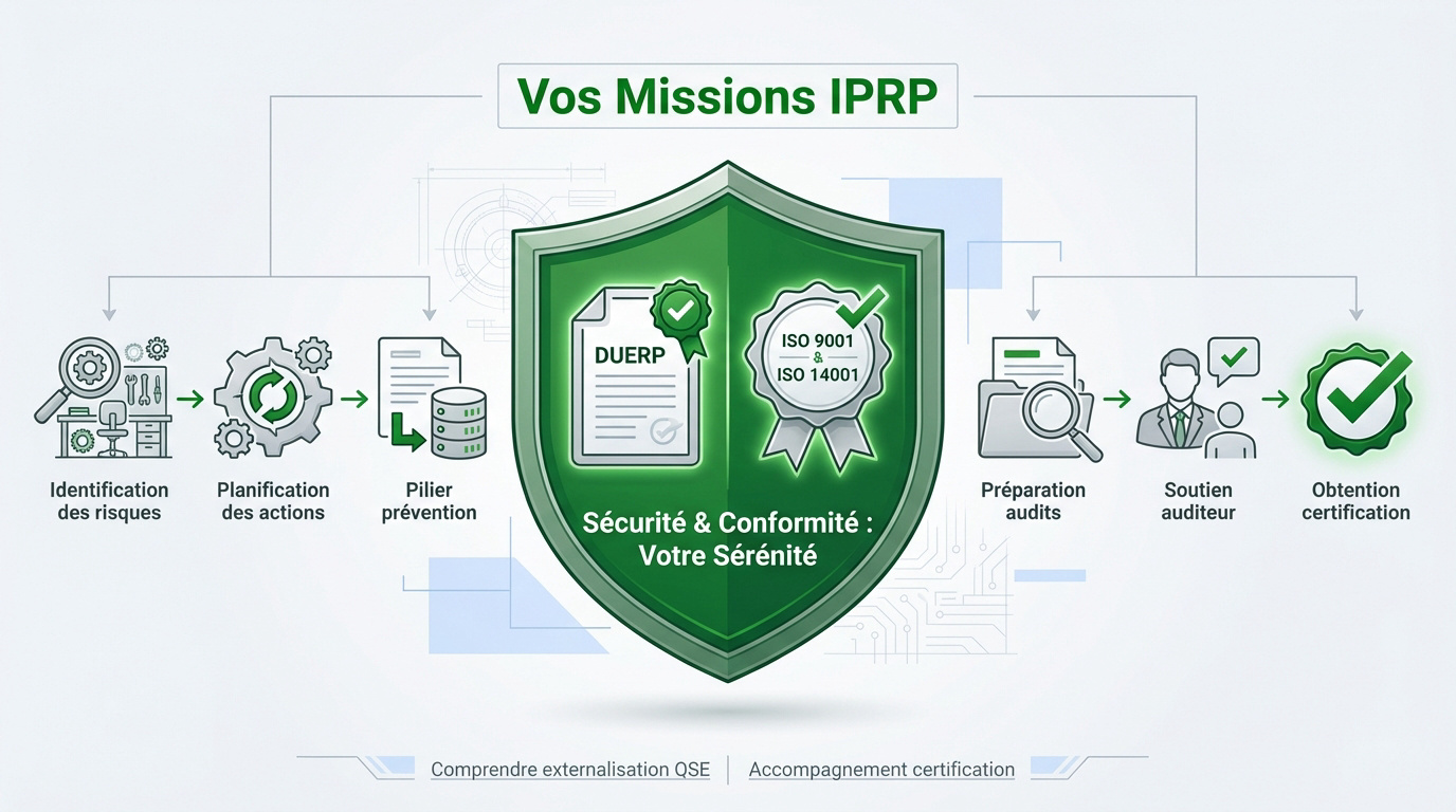 Consultant IPRP analysant les risques professionnels en entreprise pour le DUERP