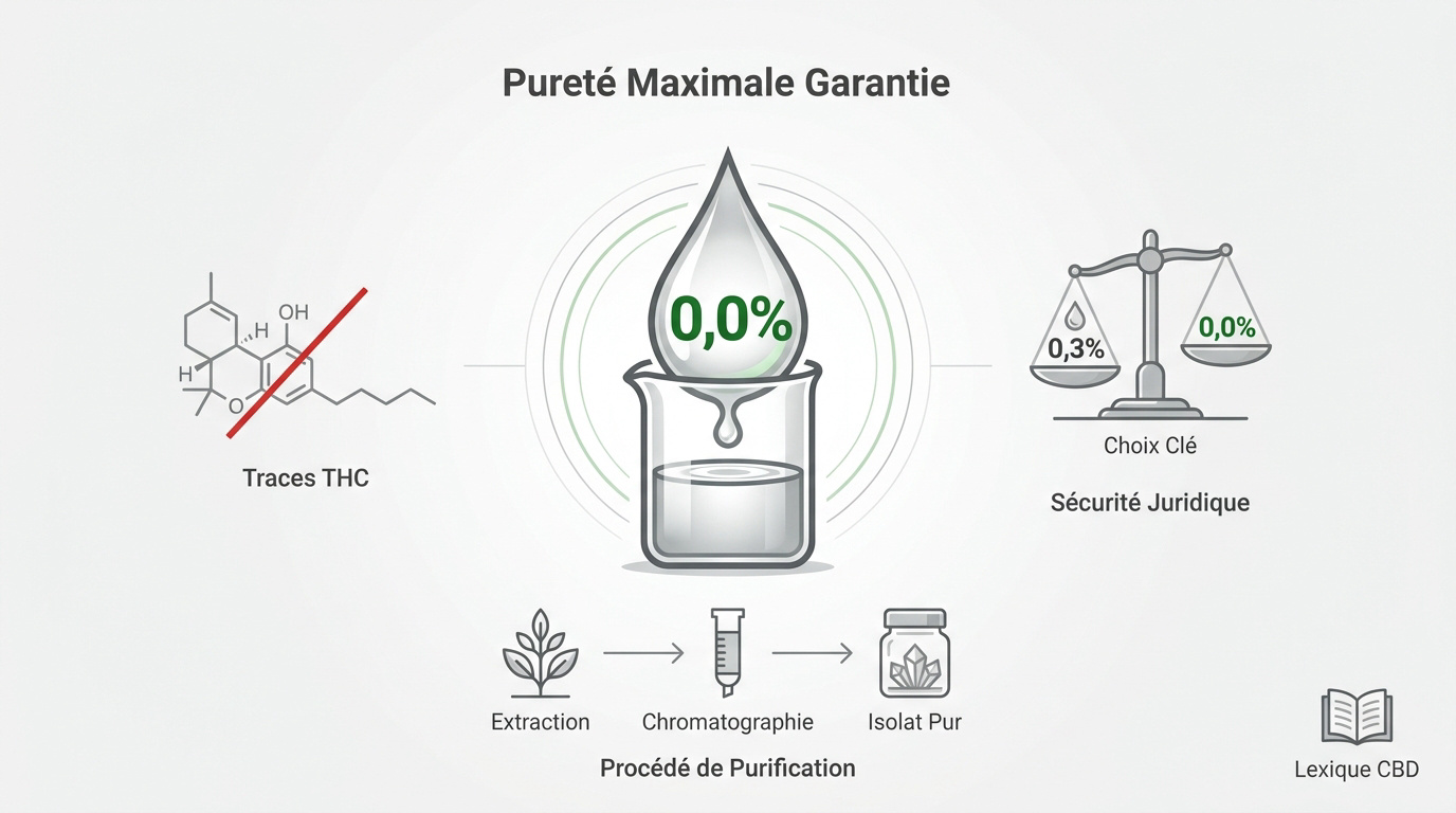 Infographie expliquant la pureté du CBD certifié à 0,0% de THC