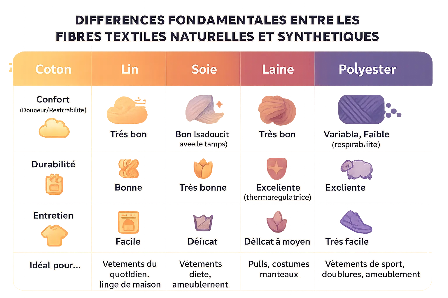 Comparaison des fibres textiles naturelles et synthétiques