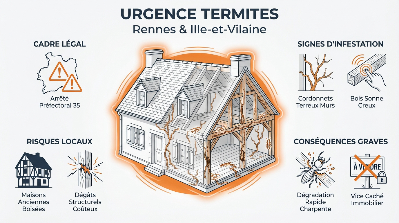 Inspection et traitement termites sur une charpente à Rennes