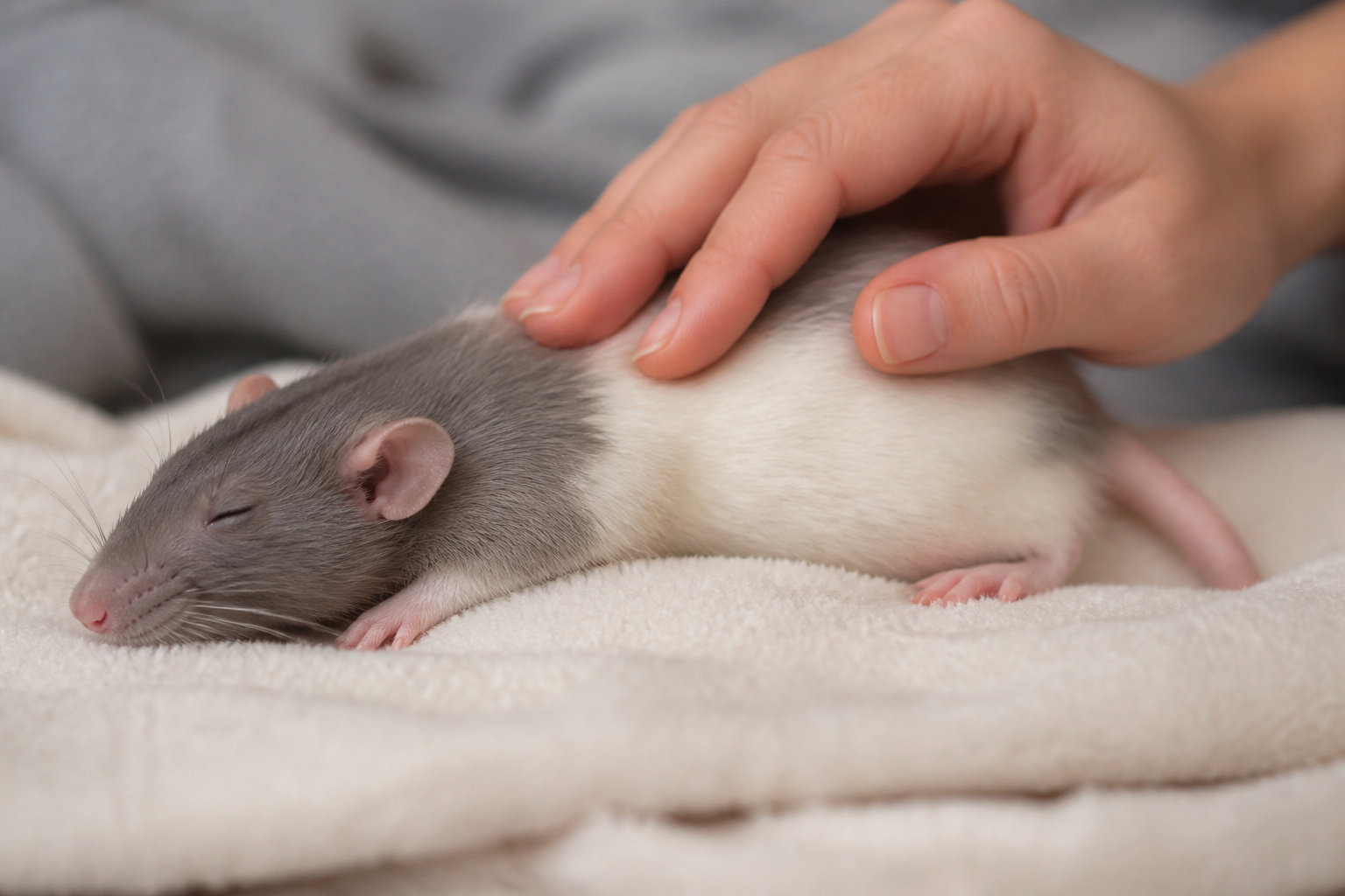 Rat recevant des caresses douces post-opératoires