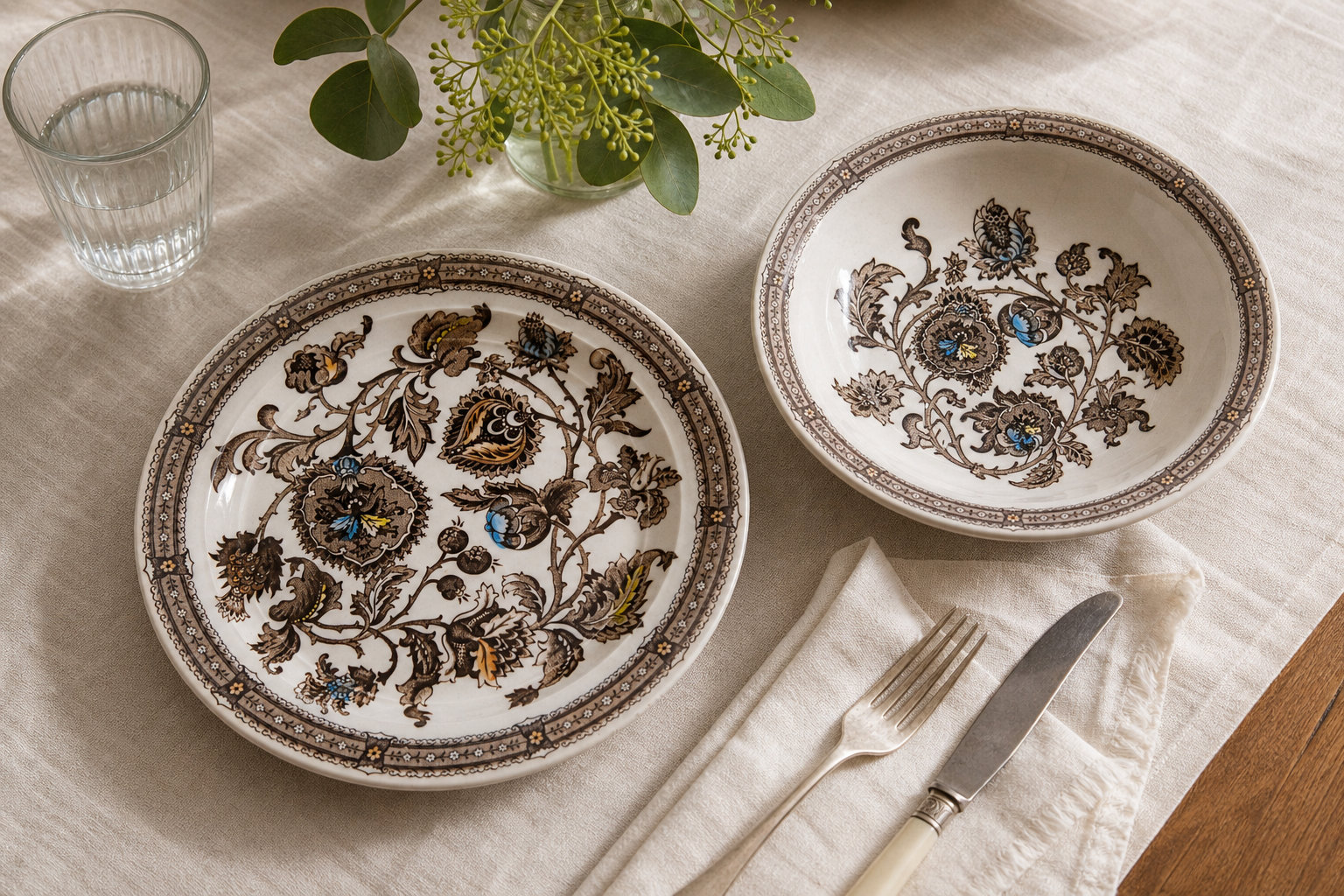 Lot de 6 assiettes creuses : l'alliance du rose et du gris