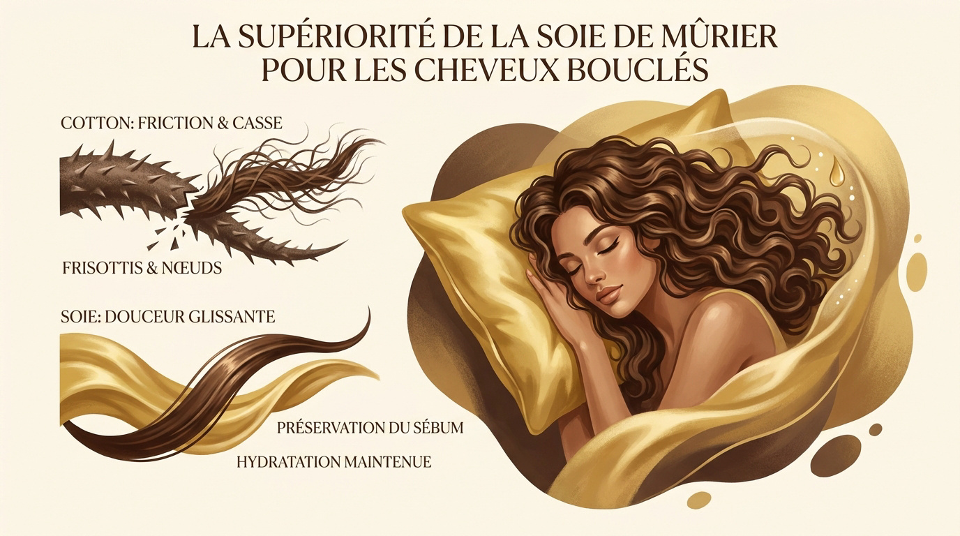 Comparaison entre la fibre de soie lisse et la fibre de coton rugueuse pour les boucles