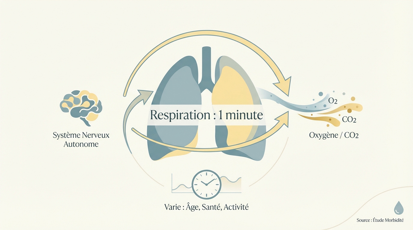 Infographie expliquant le cycle de l'inspiration et de l'expiration dans les poumons