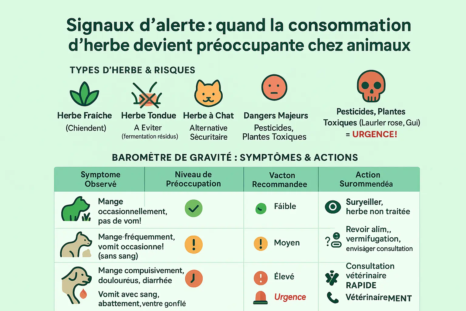 Chien mangeant de l'herbe