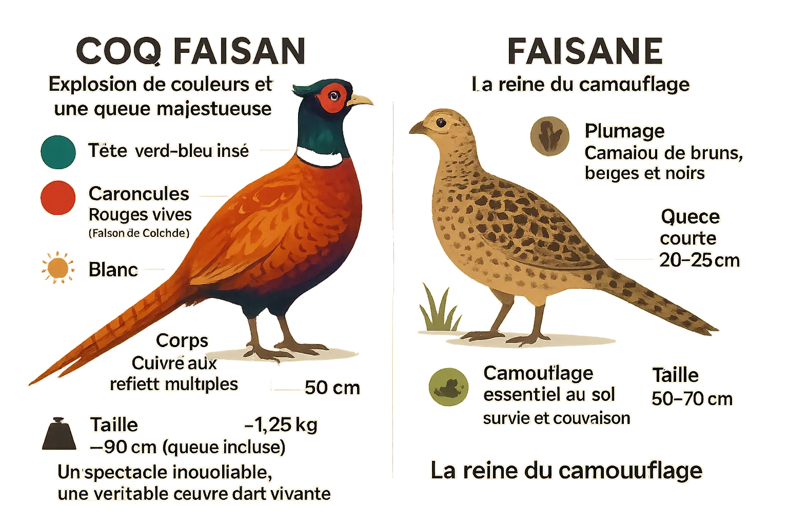 Dimorphisme sexuel chez le faisan de Colchide