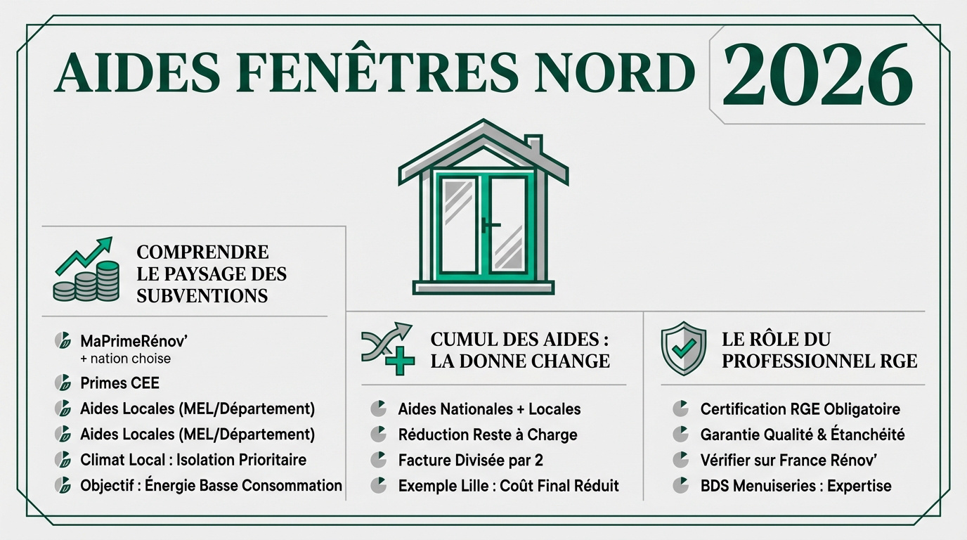 Artisan installant une fenêtre performante dans le Nord pour bénéficier des aides 2026