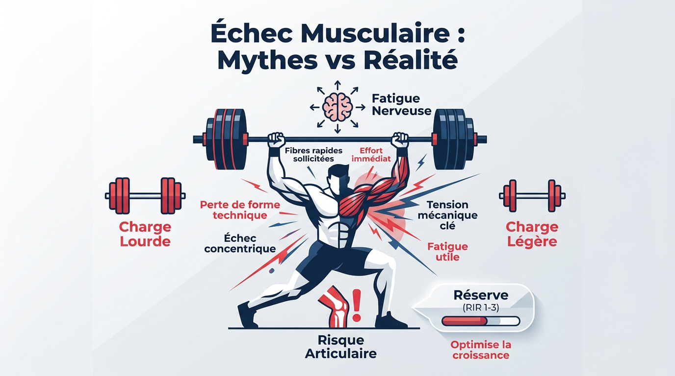 Illustration des différences entre échec musculaire réel et maintien de la technique en musculation