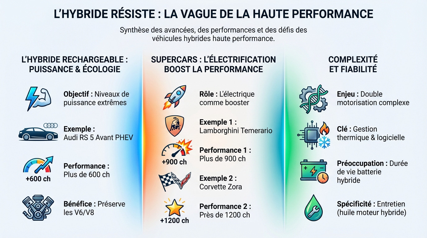 Audi RS 5 Avant PHEV illustrant la performance hybride sur route