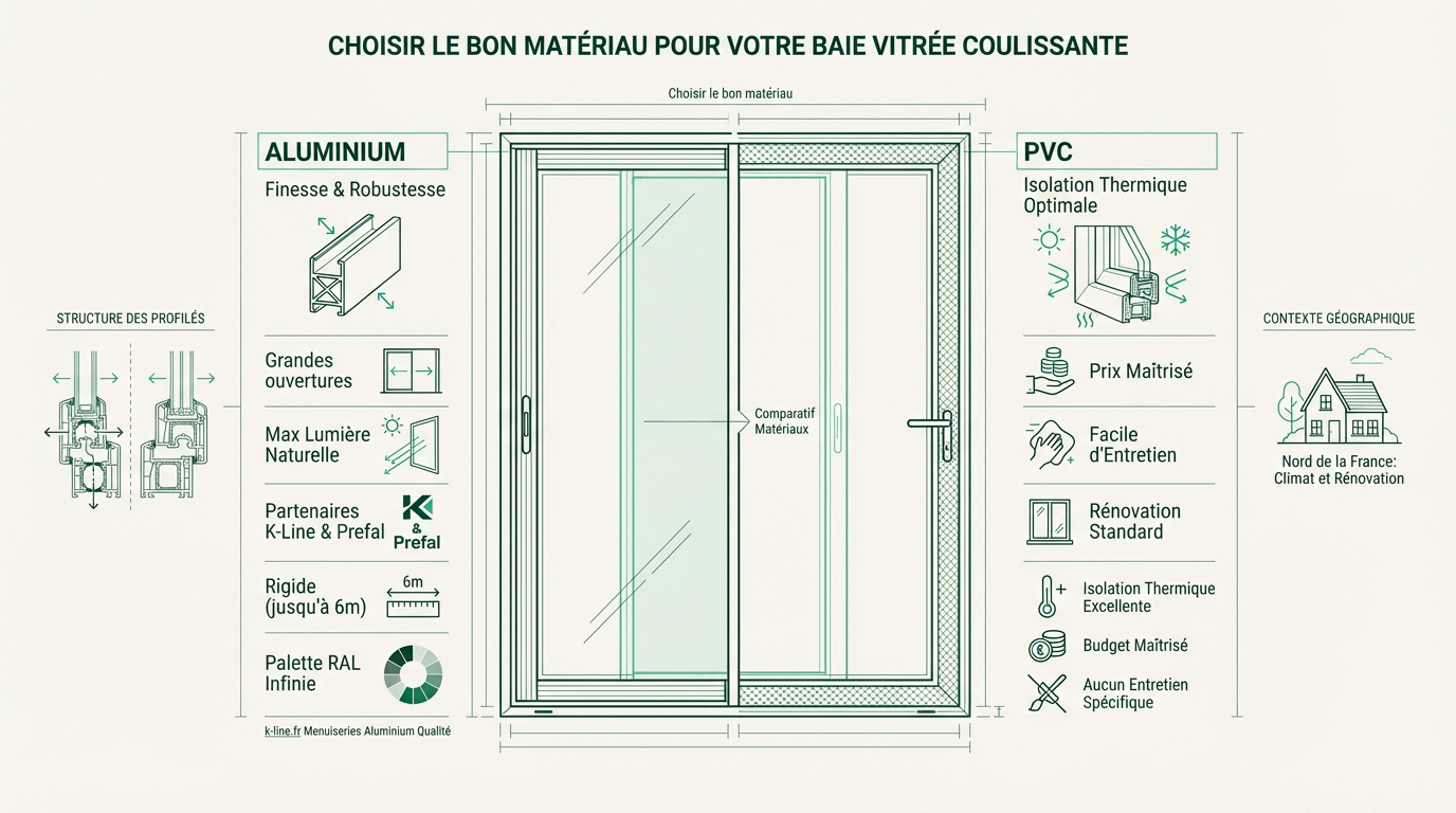Comparatif matériaux baie vitrée coulissante