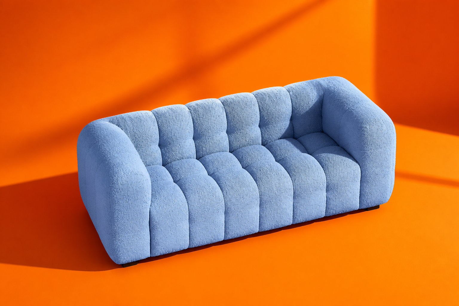 Canapé nuage LILO en velours bleu azur : l'élégance apaisante