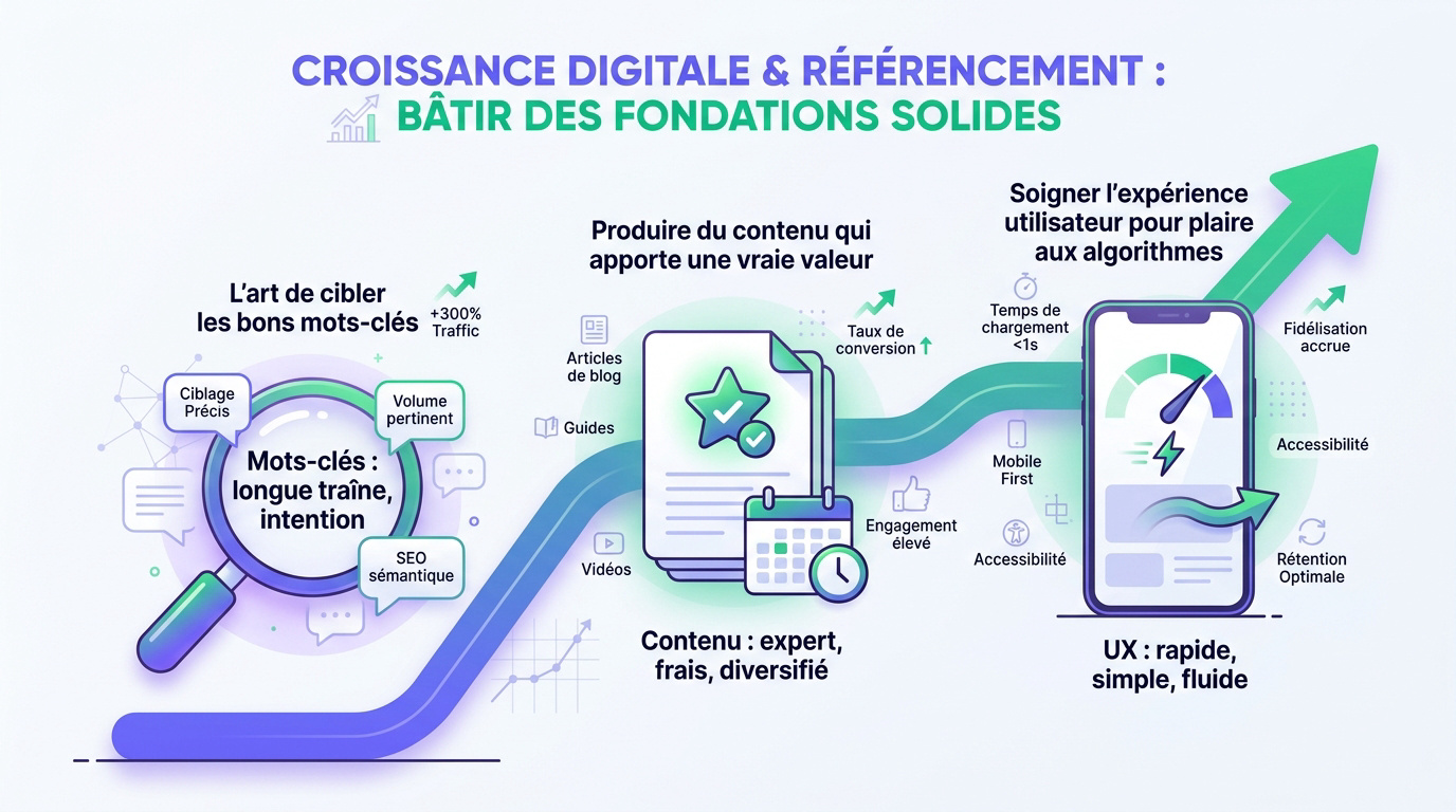 Infographie sur la croissance digitale et le référencement naturel pour faire connaître son site internet