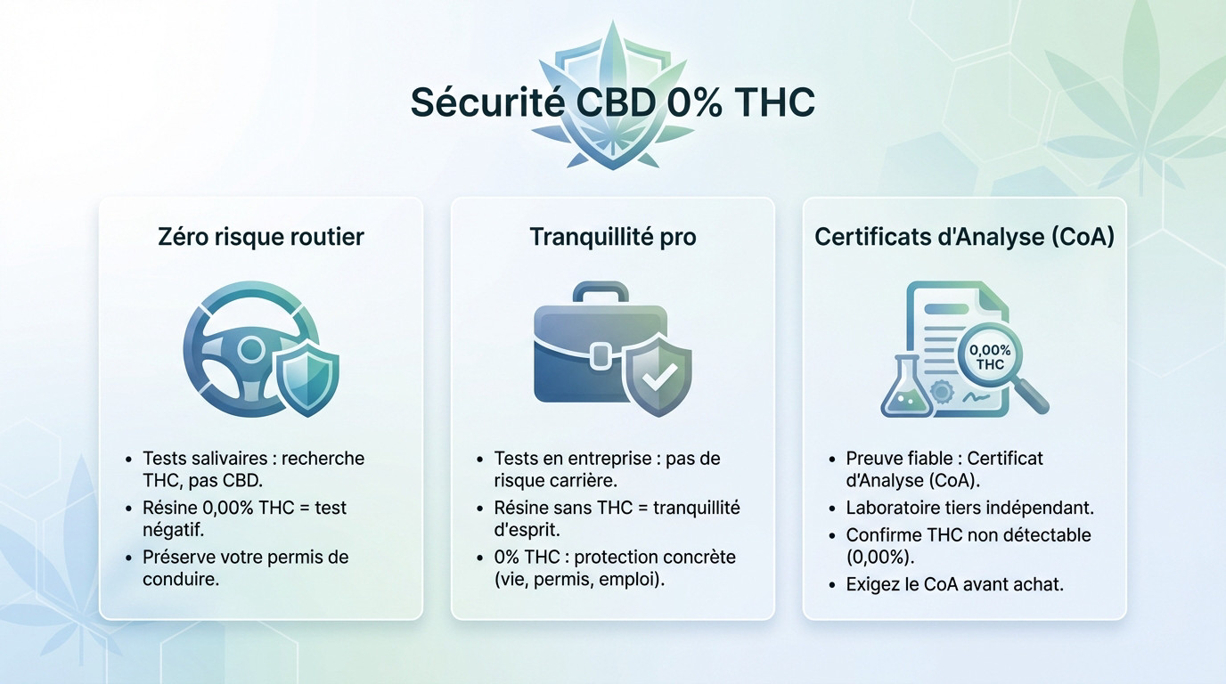 Conducteur serein grâce à la résine CBD 0% THC face aux tests salivaires