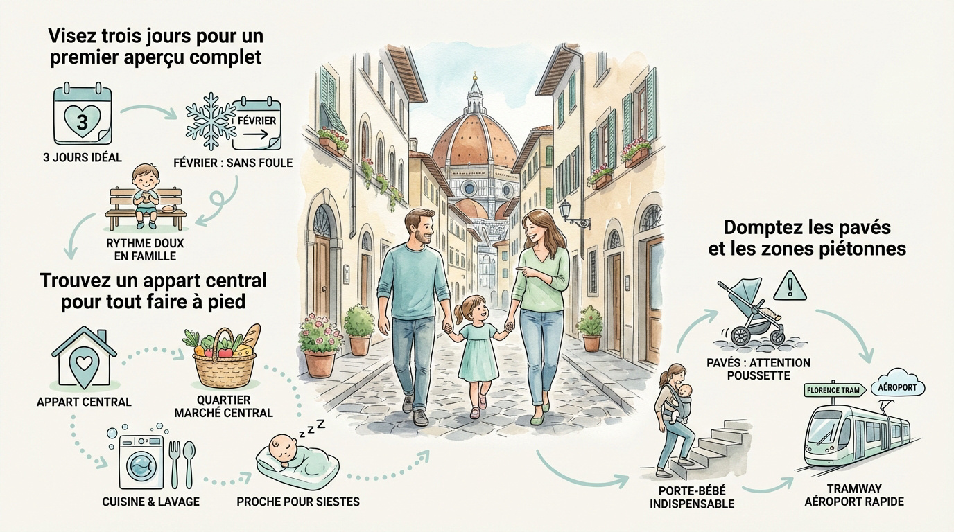 Visite de Florence en famille devant le Duomo