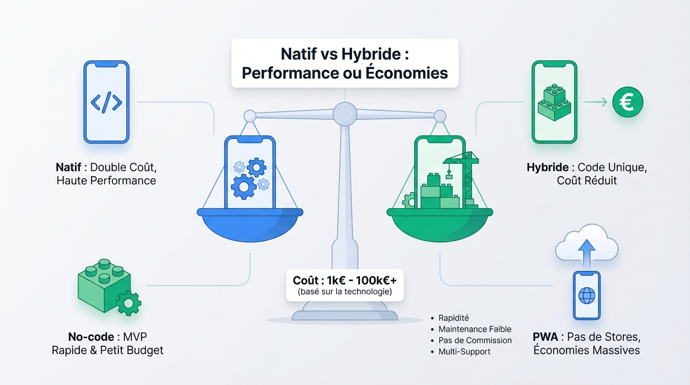 Comparatif des coûts entre développement d'applications mobiles natives et hybrides