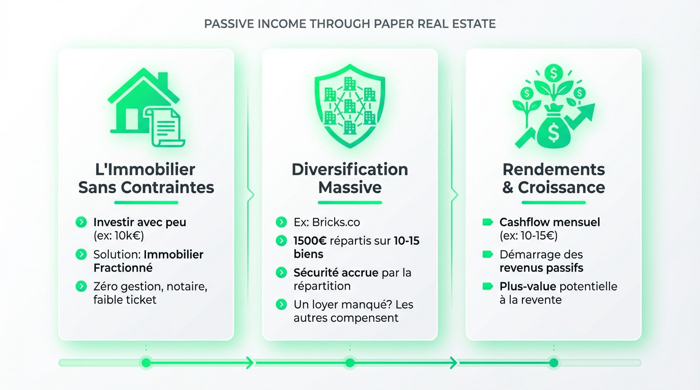 Illustration des revenus passifs générés par l'immobilier fractionné ou papier