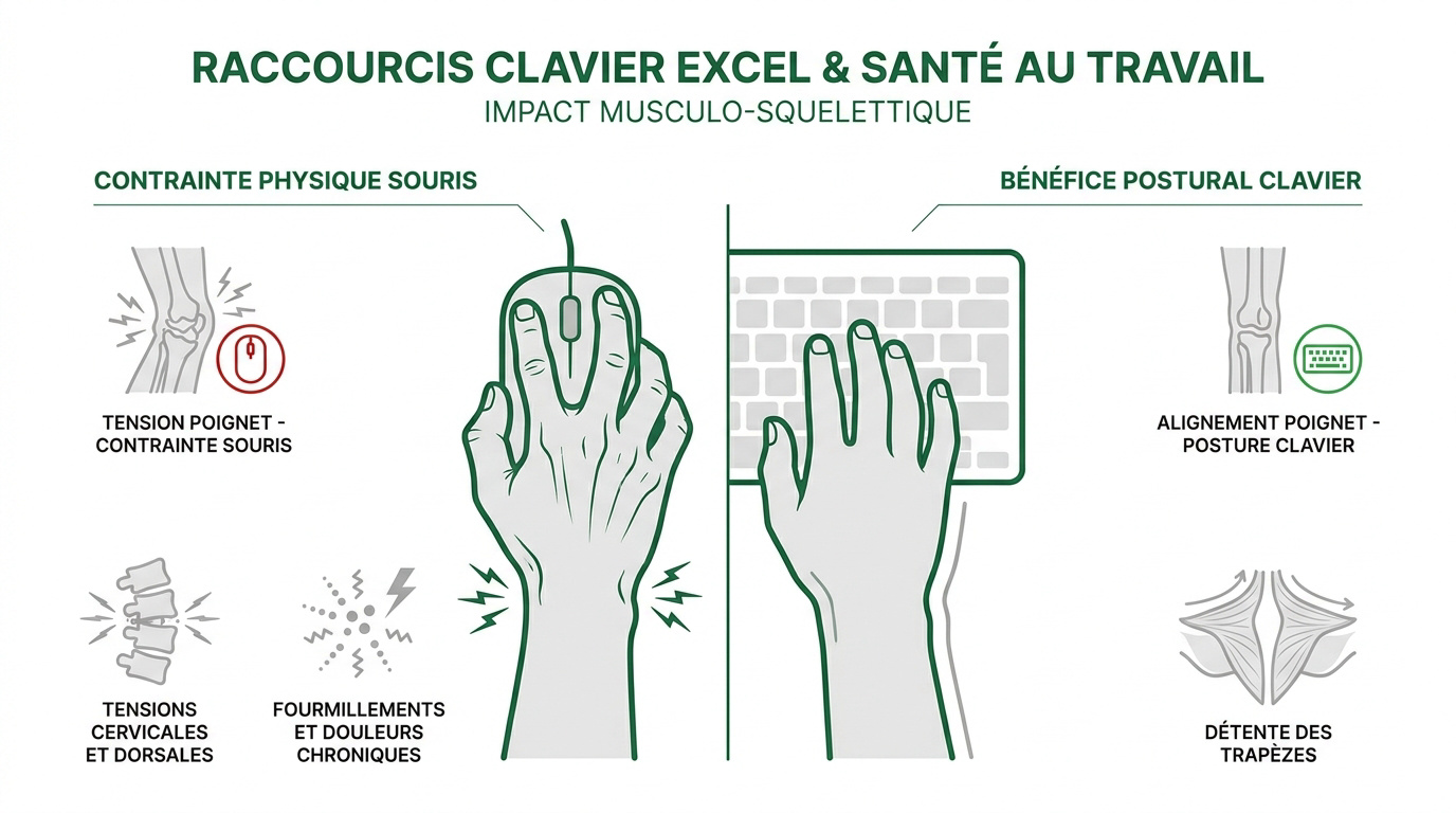 Impact des raccourcis clavier Excel sur la prévention des TMS et la santé au travail