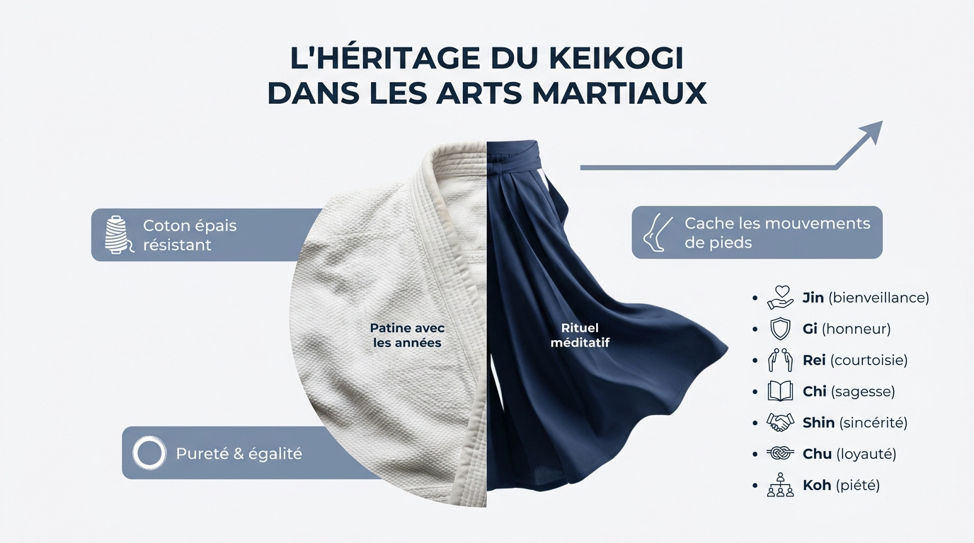 Pratiquants d'arts martiaux en keikogi traditionnel blanc