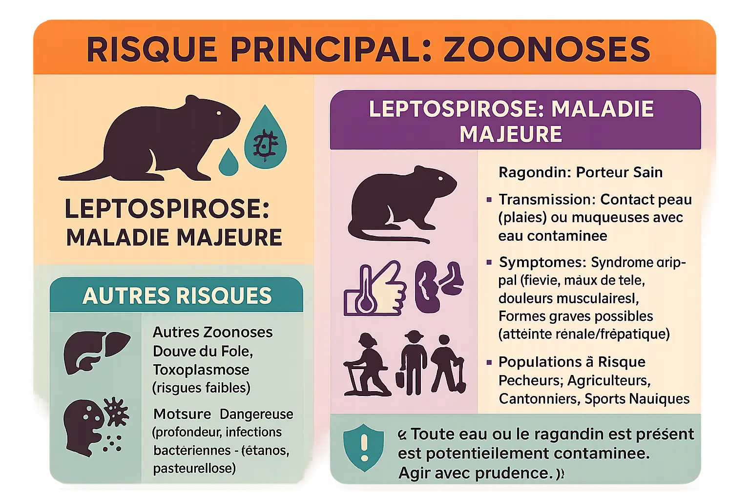 Ragondin sur une berge humide, observant l'eau avec prudence