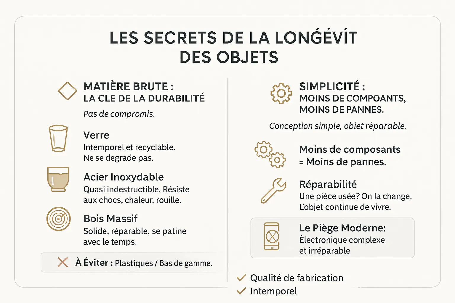 Illustration de matériaux anciens et objets résistants au temps