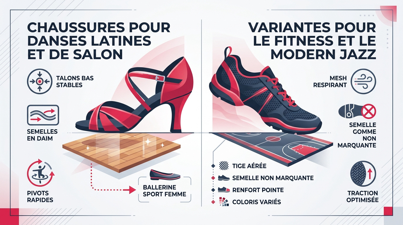 Comparatif entre chaussures de danse de salon et baskets de fitness en mesh