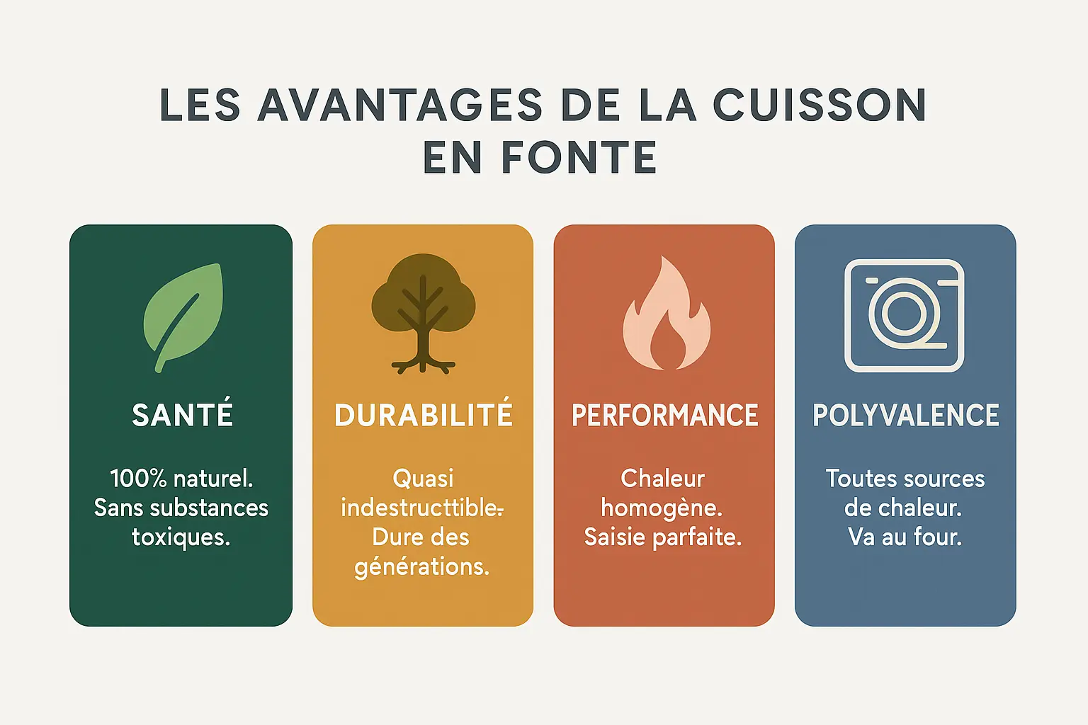 Poêle en fonte sur une plaque de cuisson