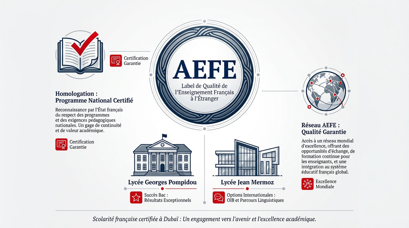 Label AEFE garantissant la qualité de l'enseignement français à Dubaï