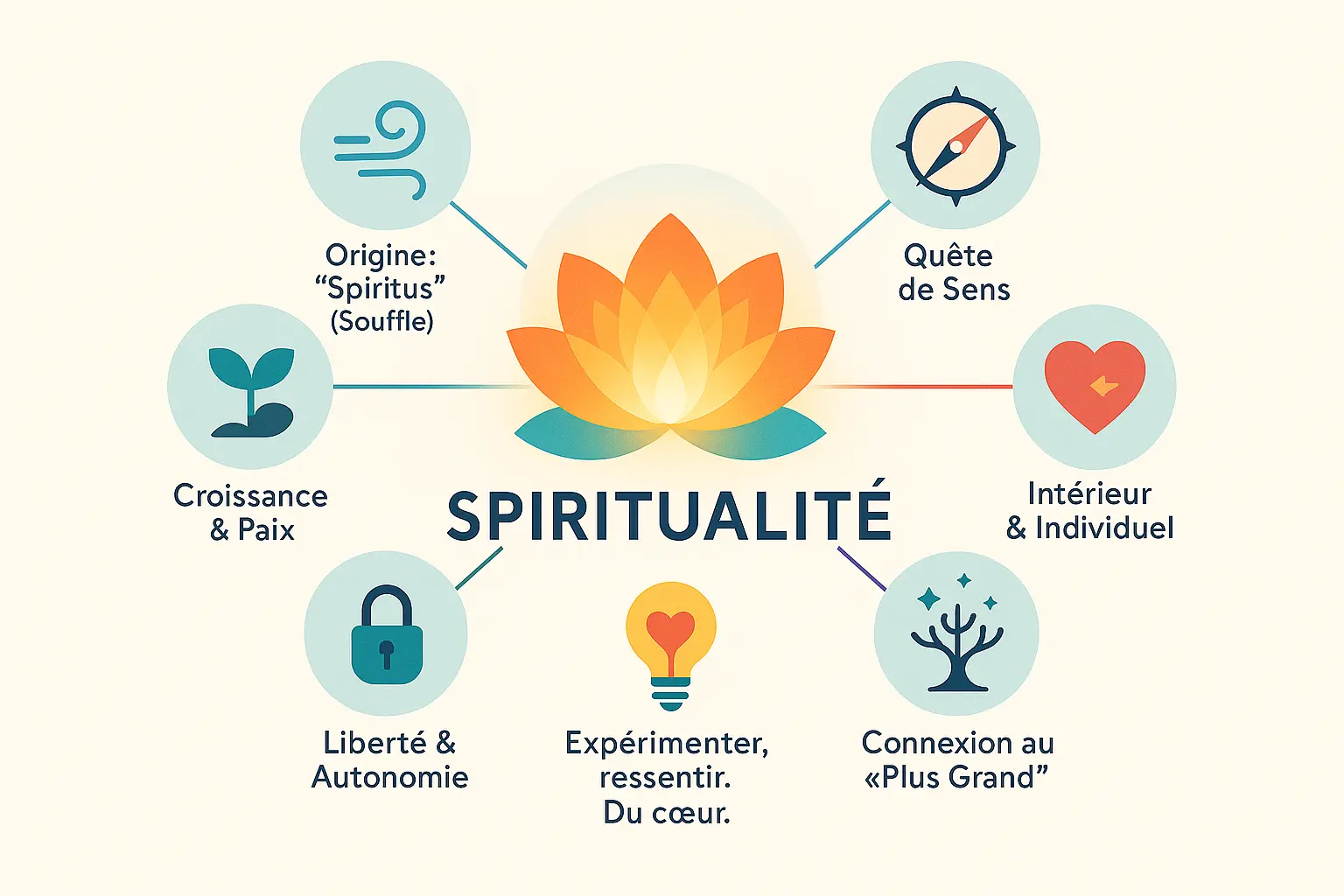 Illustration d'une personne méditant dans la nature, symbole de quête spirituelle personnelle