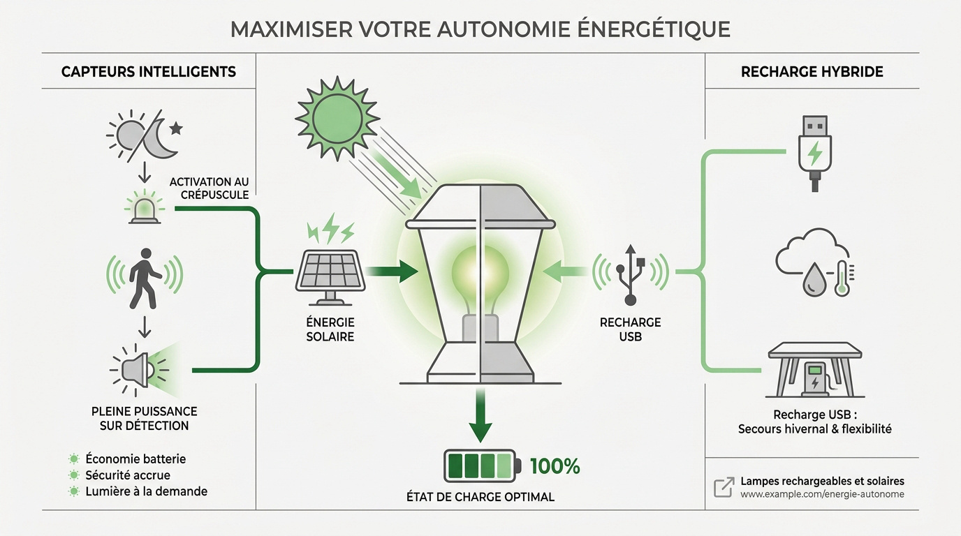Infographie sur l'autonomie des lampes hybrides